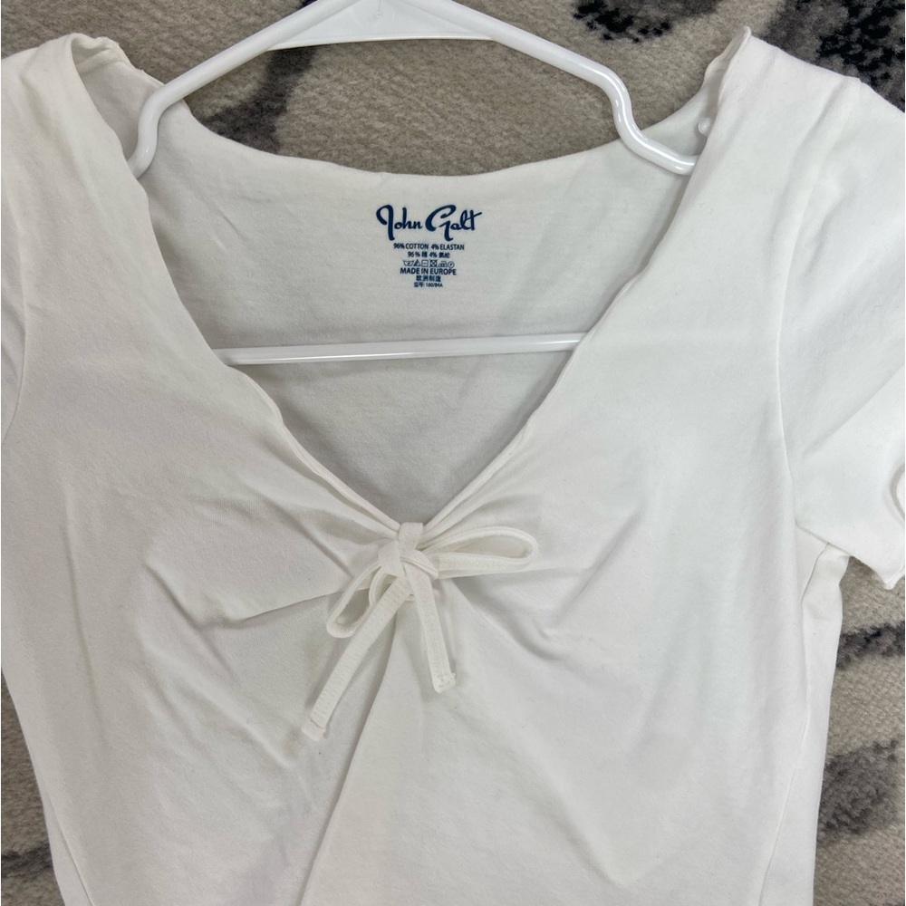 John Galt White Ruffle Top
